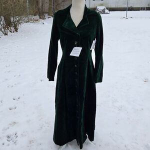 NEW Vintage J Peterman emerald green‎ velvet statement long coat jacket 4